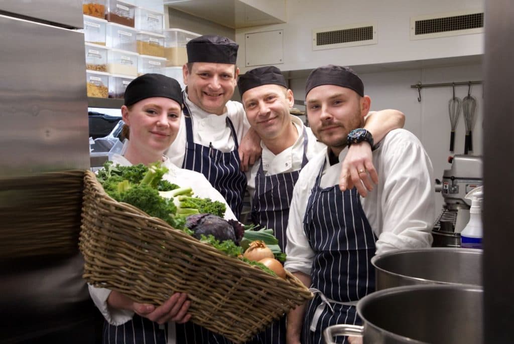 Thame chefs & produce in kitchen